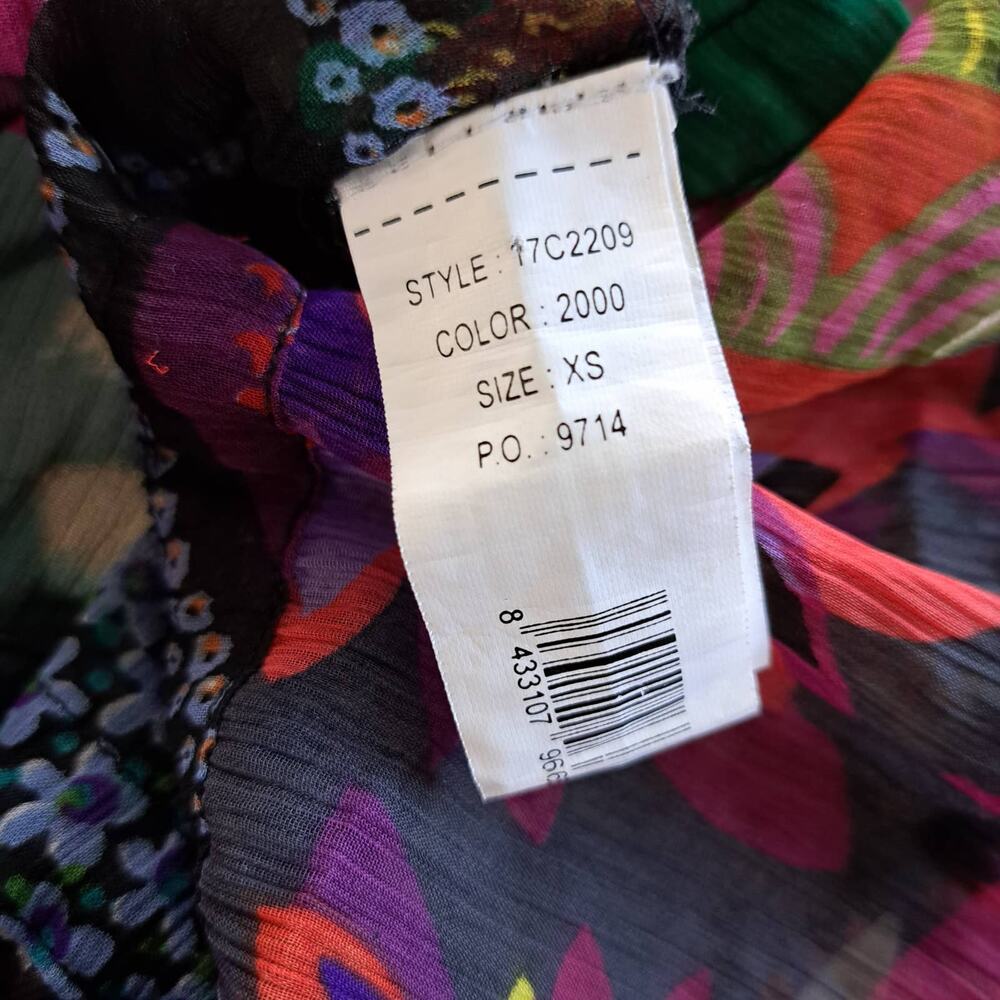 Desigual Sheer Multi Color Print Long Sleeve Tuni… - image 5